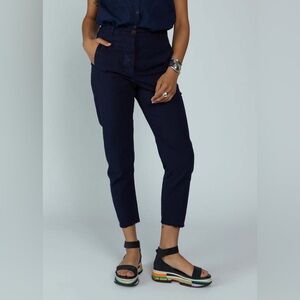 H+ HANNOH WESSEL PHILANTRA SEERSUCKER CROPPED PANTS INK NAVY WOMENS US SIZE 6